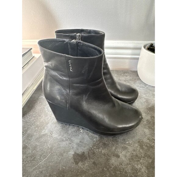 Prada wedge ankle boots size 6.5 - Picture 5 of 9